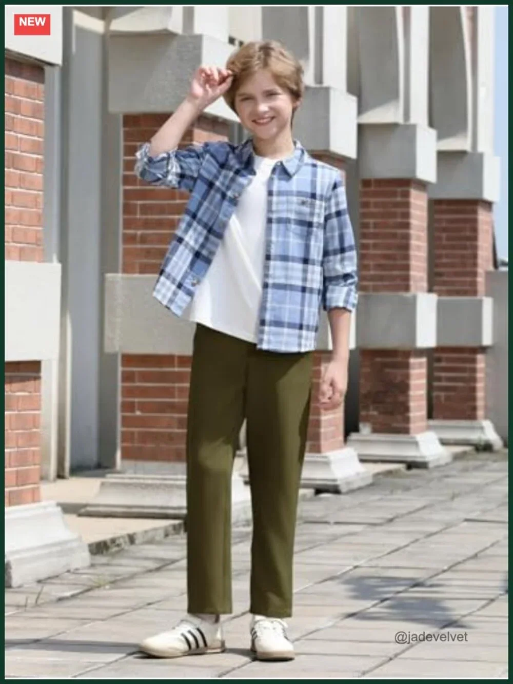 Boys Dress Pants with Pockets Elastic Waist Straight Leg Uniform Trousers